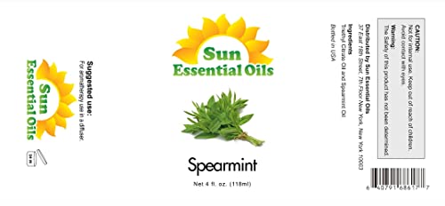 Sun Essential Oils Sun Organic Spearmint Essential Oil 4 Fluid Ounces for Diffuser, Spearmint Aromatherapy and Candles - Image 2