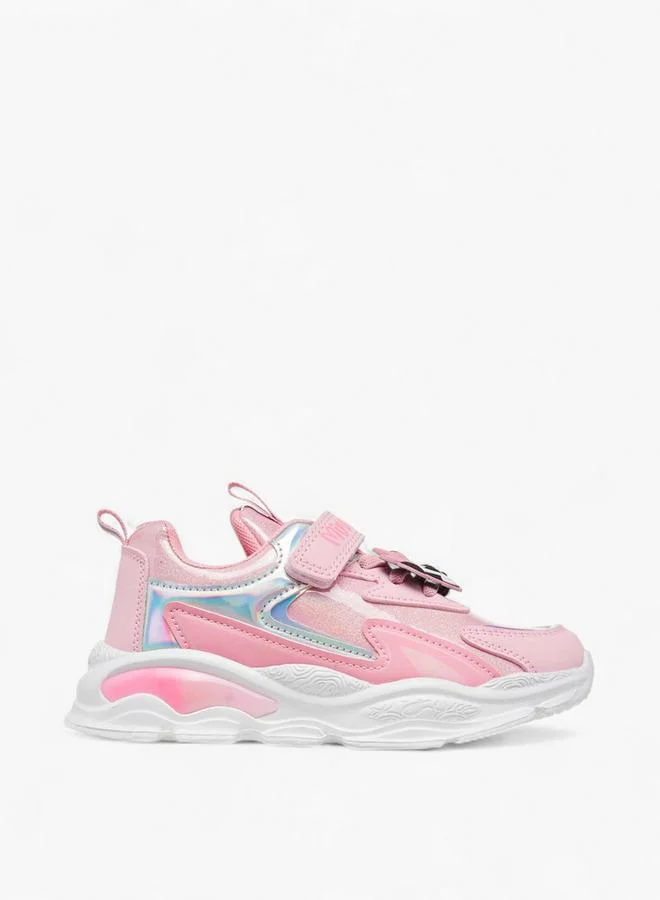 Disney Minnie Mouse Accent Light-Up Sneakers with Hook and Loop Closure