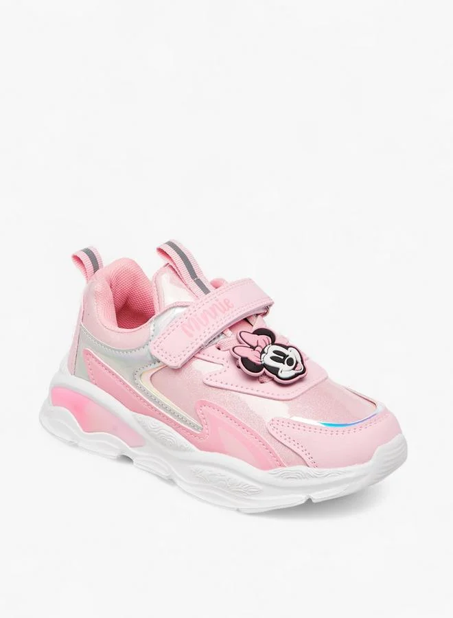 ديزني Minnie Mouse Accent Light-Up Sneakers with Hook and Loop Closure