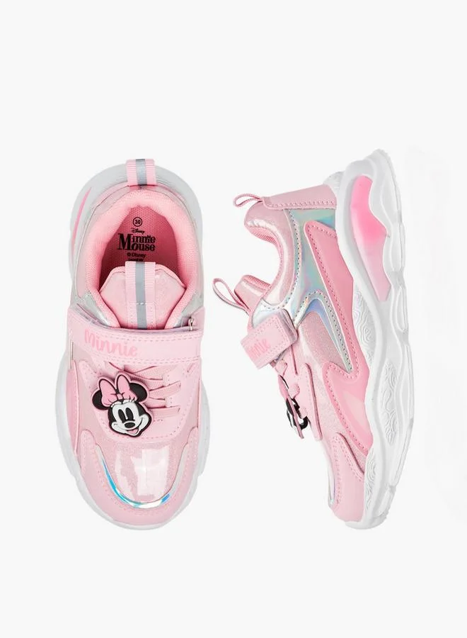 ديزني Minnie Mouse Accent Light-Up Sneakers with Hook and Loop Closure