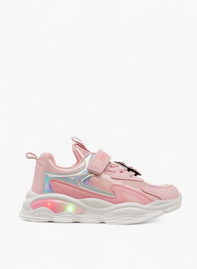 Disney Minnie Mouse Accent Light-Up Sneakers with Hook and Loop Closure