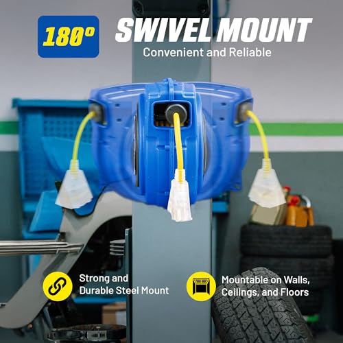 GOODYEAR بكرة سلك كهربائي GOODYEAR طويلة جداً 40 قدم 14AWG 3C SJTOW، موصل ثلاثي، ثقيلة التحمل، توقف ببطء عند أي نقطة - Image 3