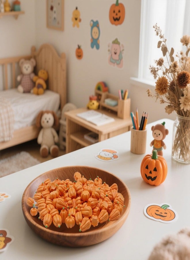 FESTGLOX 100Pcs Mini Pumpkins for Crafts, Resin Small Pumpkin Decor, Decorative Miniature Pumpkin, Fake Tiny Orange Pumpkins for Decorating in Bulk for Vase Filler, Fall, Thanksgiving, Halloween - Image 3