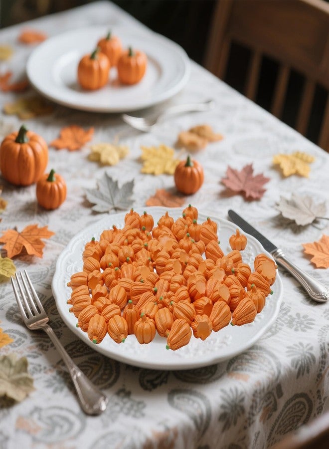 FESTGLOX 100Pcs Mini Pumpkins for Crafts, Resin Small Pumpkin Decor, Decorative Miniature Pumpkin, Fake Tiny Orange Pumpkins for Decorating in Bulk for Vase Filler, Fall, Thanksgiving, Halloween - Image 5