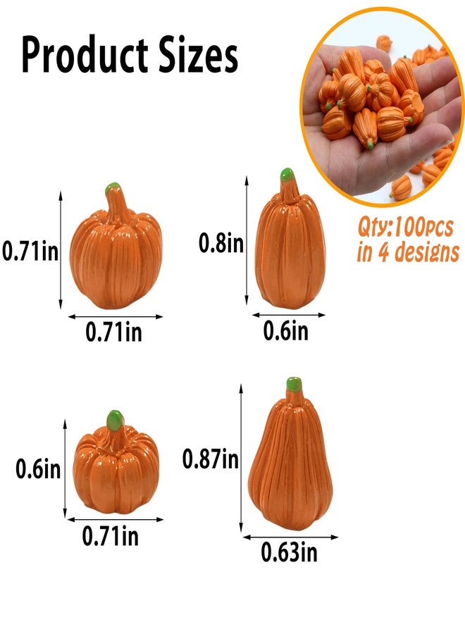 FESTGLOX 100Pcs Mini Pumpkins for Crafts, Resin Small Pumpkin Decor, Decorative Miniature Pumpkin, Fake Tiny Orange Pumpkins for Decorating in Bulk for Vase Filler, Fall, Thanksgiving, Halloween - Image 2