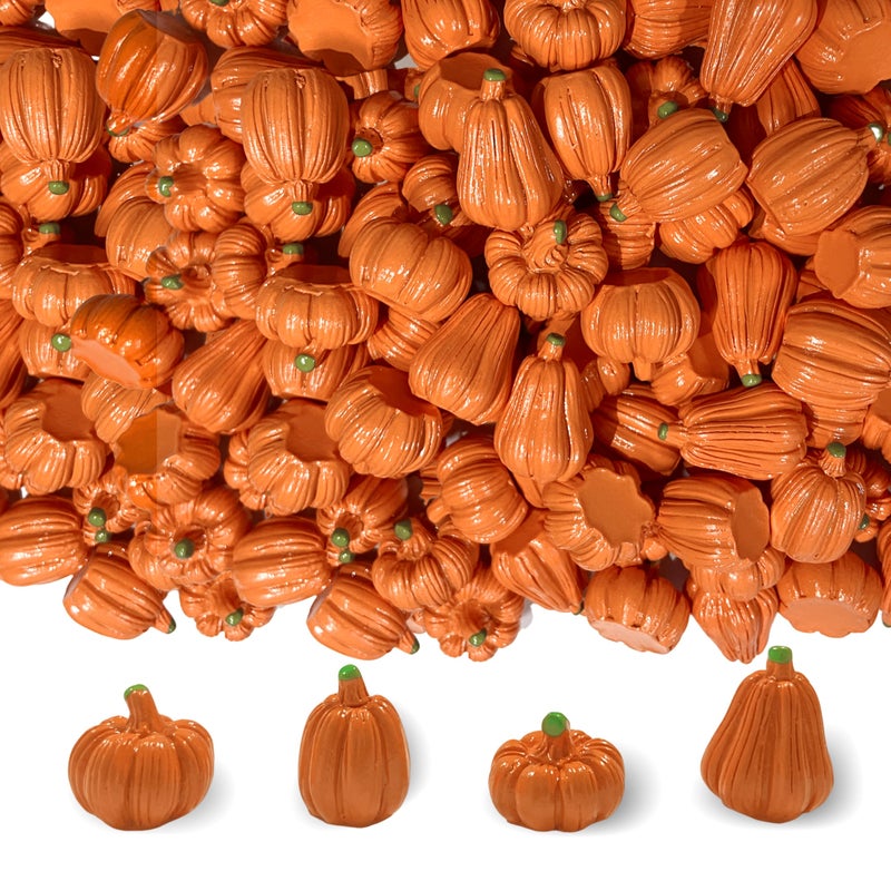 FESTGLOX 100Pcs Mini Pumpkins for Crafts, Resin Small Pumpkin Decor, Decorative Miniature Pumpkin, Fake Tiny Orange Pumpkins for Decorating in Bulk for Vase Filler, Fall, Thanksgiving, Halloween - Image 1