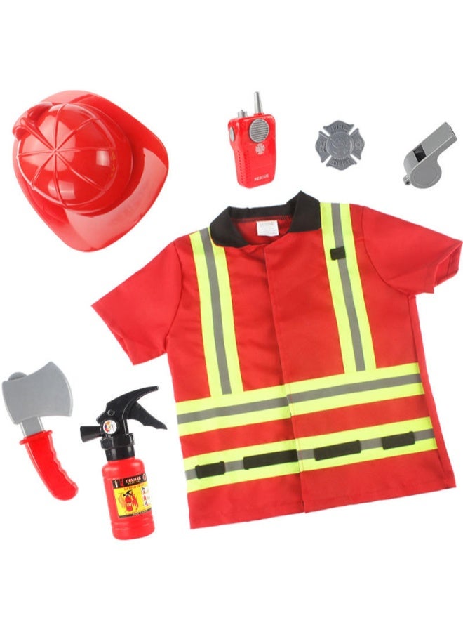 TOY GARDEN Firefighter Costume Set for Kids | Fireman Role Play Outfit with Jacket, Cap, Toy Fire Axe & Accessories | Preschool Boys and Girls Dress-Up Costume Set for Halloween, School Events, and Pretend Play | Costumes, Reenactment & Theater Toys - Image 1