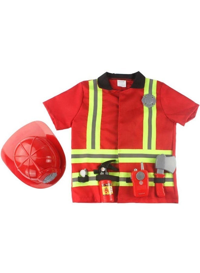 TOY GARDEN Firefighter Costume Set for Kids | Fireman Role Play Outfit with Jacket, Cap, Toy Fire Axe & Accessories | Preschool Boys and Girls Dress-Up Costume Set for Halloween, School Events, and Pretend Play | Costumes, Reenactment & Theater Toys - Image 3