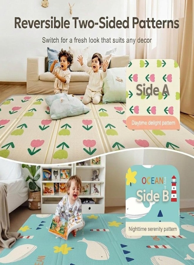 Edtepy Double Sided Waterproof Play Mat for Babies 0 to 2 Years, 8mm Thickness, Baby Mats for Floor, Newborn Learning Floor Rug, Large & Foldable Crawling Carpet, 200x150 CM (Baby MAT-1) - Image 3