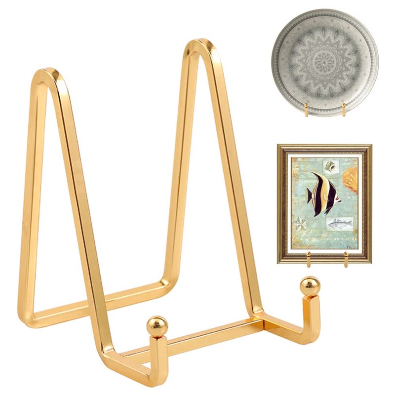 Plate Holder Easel Display Stand  45 inch Metal Plate Stands for Display  Tabletop Picture Stand  Gold Iron Easels for Display Pictures  Photo Frames  Book  Decorative Plates  Plaque 4 Pack