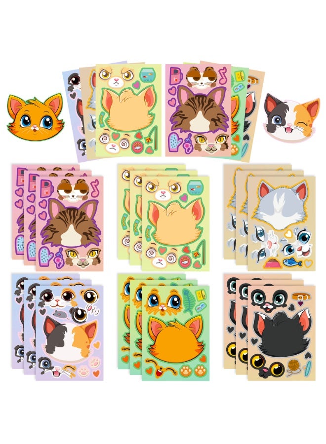 NIBEMINENT 6 Pcs Cartoon Cat Face Change Deco Kit Waterproof Stickers, High Definition Printing Bright Colors, Suitable for Laptop Skateboard Luggage Water Bottle Guitar DIY - Image 1