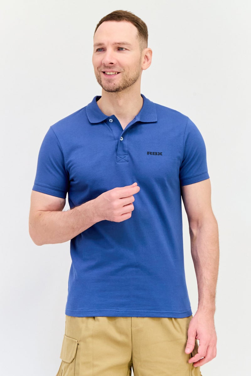 RBX تي شيرت بولو رياضي للرجال بأكمام قصيرة، خارجي، أزرق - Image 1