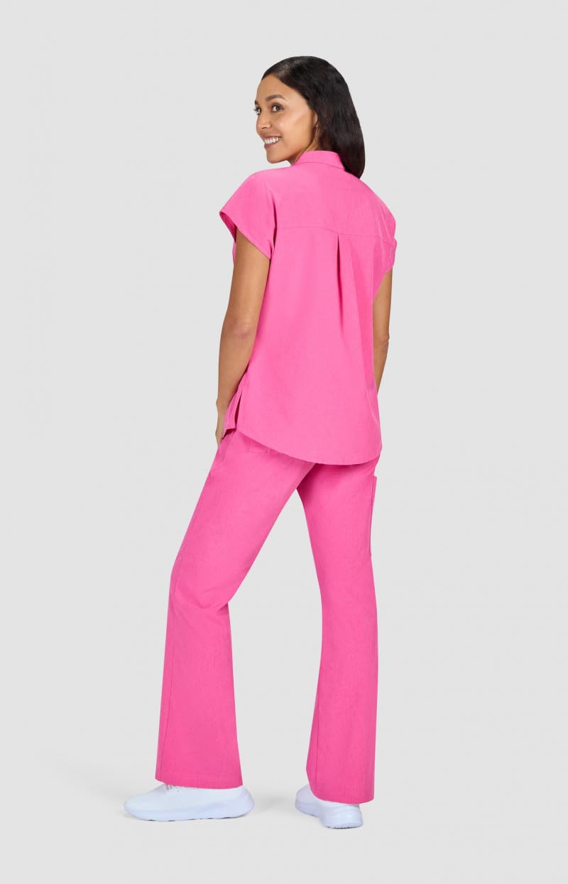 KOI Basics Women's Ari 1-Pocket Scrub Top Heather Pink Lemonade Small - Image 4