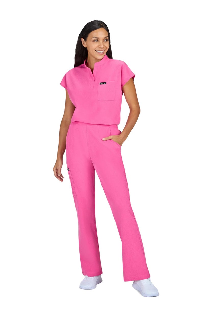 KOI Basics Women's Ari 1-Pocket Scrub Top Heather Pink Lemonade Small - Image 1