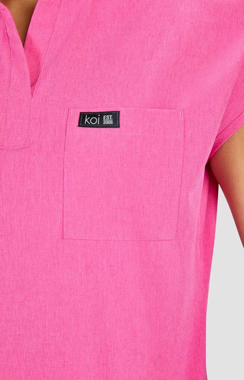 KOI Basics Women's Ari 1-Pocket Scrub Top Heather Pink Lemonade Small - Image 5