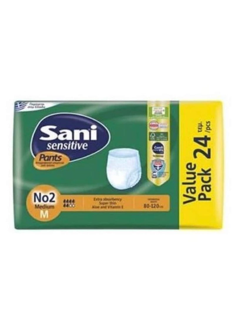 Sani Sensitive Sani Medium 24 Pieces Adult Pants Elastic Shorts