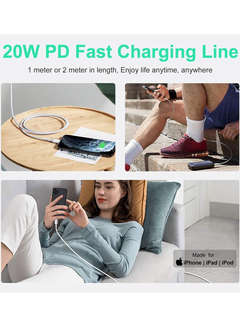 كابل شاحن iPhone 2M [معتمد من MFi] كابل USB C إلى Lightning شحن سريع توصيل الطاقة PD 20W كابل iPhone لـ iPhone 14/14 Pro/14 Plus/14 Pro Max، iPad Pro، iPhone 8-13 جميع السلاسل