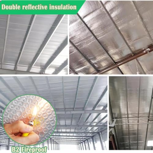 MRPAPA Double Reflective Insulation Foam, 48" x 10 Ft Reflective Window Radiant Barrier B2 Fireproof Bubble Insulation Roll for Keep Heat, Thermal Heat Block Shield - Engineered Foil - Image 2