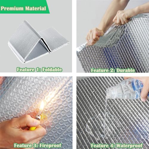 MRPAPA Double Reflective Insulation Foam, 48" x 10 Ft Reflective Window Radiant Barrier B2 Fireproof Bubble Insulation Roll for Keep Heat, Thermal Heat Block Shield - Engineered Foil - Image 5