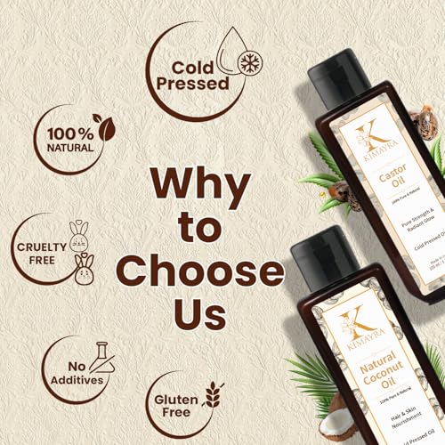Kimayra Cold Pressed Castor & Coconut Oil For Hair Growth, Hairfall Control, Nails, Eyebrow & Eyelashes, Reduces Dandruff & Dark Spots, Glowing Skin | Men & Women All Skin & Hair Types –200ml - Image 5