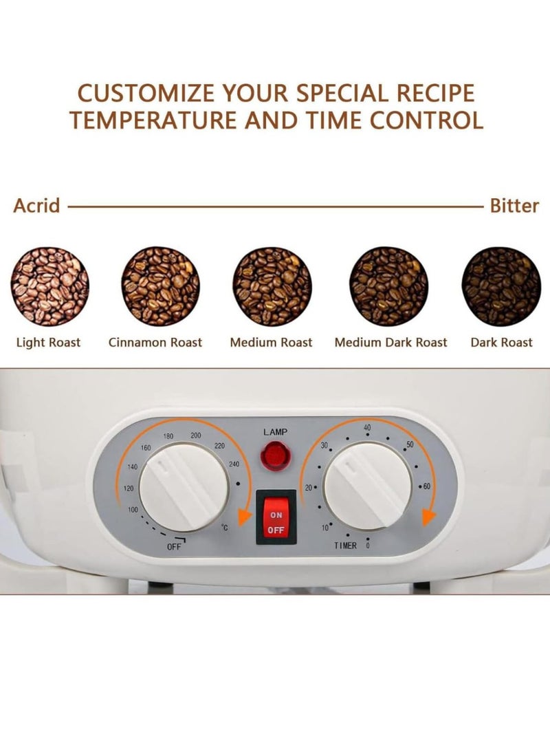 Generic Coffee Roaster Electric Coffee Bean Roaster Machine Black, Coffee Roaster Stainless Steel with Thermostat Timer 800W  - Image 4