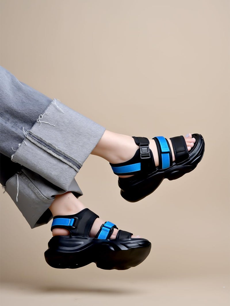 Shoetopia Sporty Sandals for Women & Girls|Cushioned Footbed |Flexible |Casual, Sports, Gym, Everyday, College Wear - Image 1