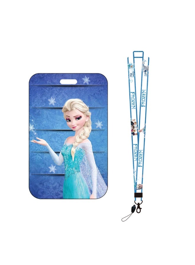 NIBEMINENT 1 - Piece Frozen Elsa Kpop Photo Card Holder Pendant Key Chain ID Badge Holder ID Card Holder Photo Card Protector for School ID Office ID Access Card for Women Girls