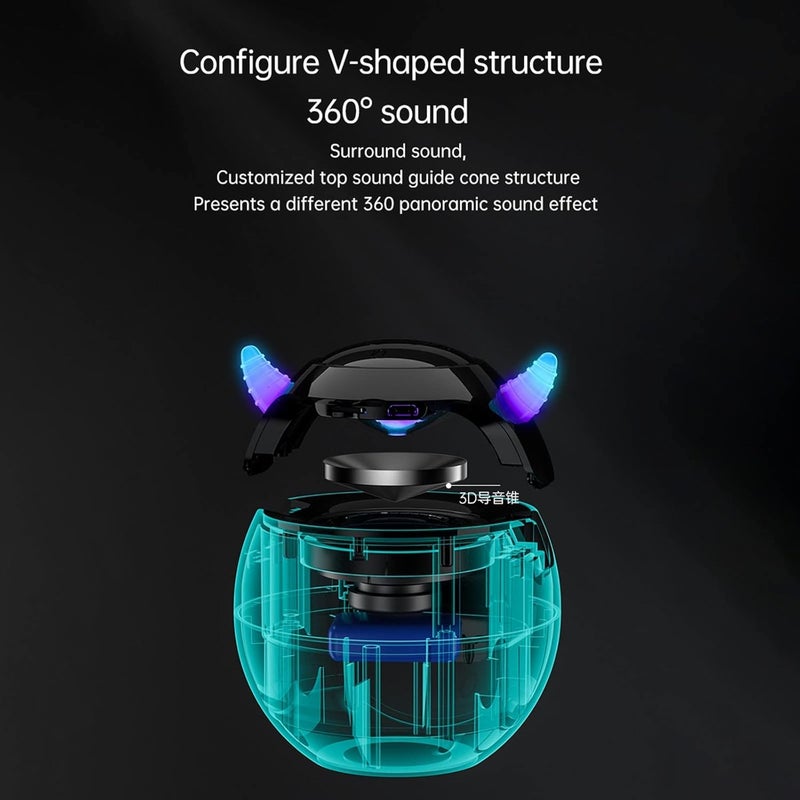 ميكينج تك مكبر صوت بلوتوث لاسلكي، فلاش LED محمول للاستخدام الخارجي، ساعة منبه لغرفة الأطفال، مضخم صوت، مشغل TF مع ميكروفون للمكالمات بدون استخدام اليدين (أسود) - Image 4