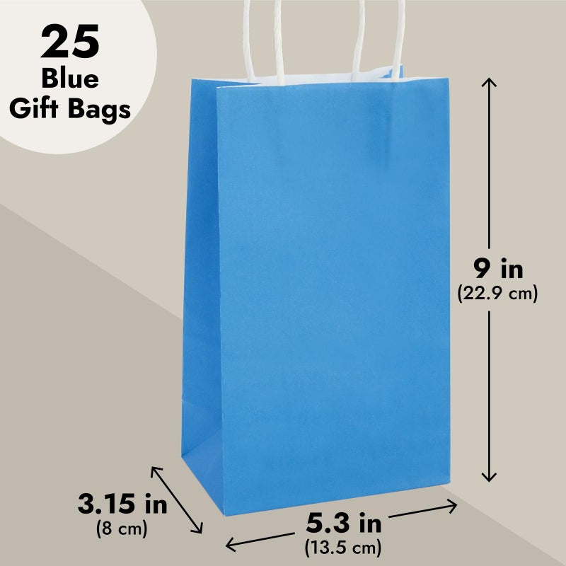 BLUE PANDA Gift Bags - 9 x 5 x 3 In, 25-Pack, Blue - Party Favor Bags with Handles for Candy & Treats - Image 4