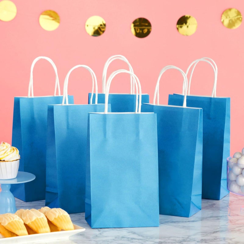 BLUE PANDA Gift Bags - 9 x 5 x 3 In, 25-Pack, Blue - Party Favor Bags with Handles for Candy & Treats - Image 2