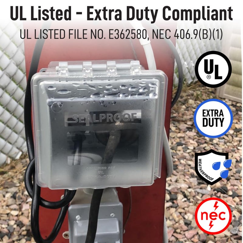 Sealproof 2-Gang Weatherproof In Use Outlet Cover | Two Gang Outdoor Plug and Receptacle Protector, Lockable, UL Extra Duty Compliant, 45 Configurations - Image 3