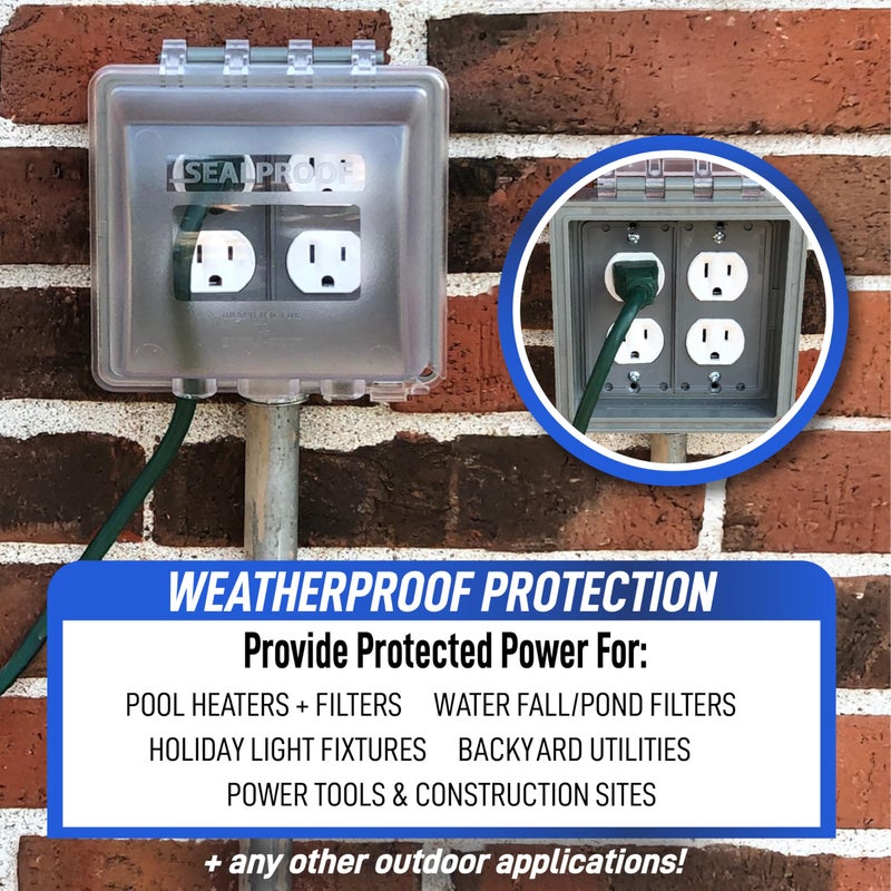 Sealproof 2-Gang Weatherproof In Use Outlet Cover | Two Gang Outdoor Plug and Receptacle Protector, Lockable, UL Extra Duty Compliant, 45 Configurations - Image 4