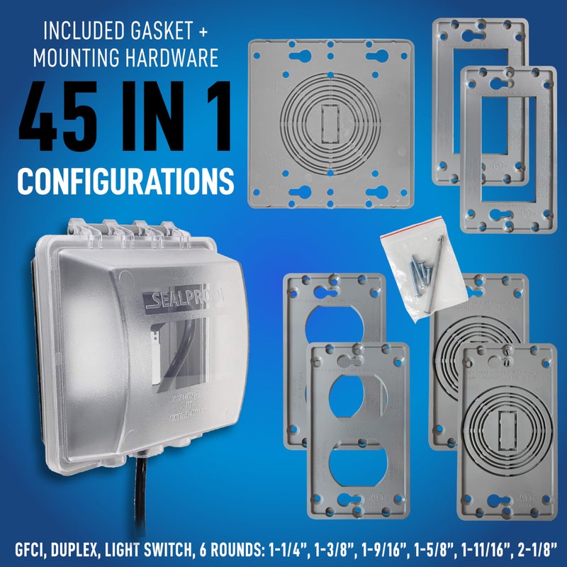 Sealproof 2-Gang Weatherproof In Use Outlet Cover | Two Gang Outdoor Plug and Receptacle Protector, Lockable, UL Extra Duty Compliant, 45 Configurations - Image 5
