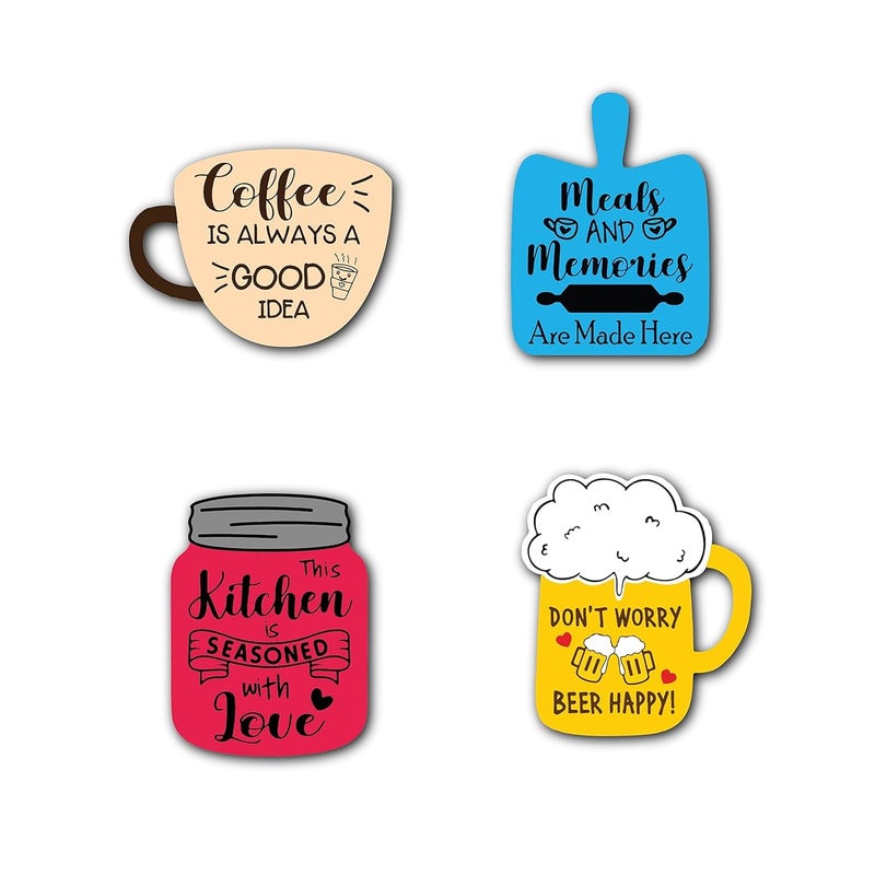 Livello Wooden Fridge Magnets for Home & Kitchen | Gift Items | Refrigerator Decorative Magnet | Funny Magnets | Kitchen Funny | Indian Cultural Themed Magnets (Multicolor 11) - Image 1