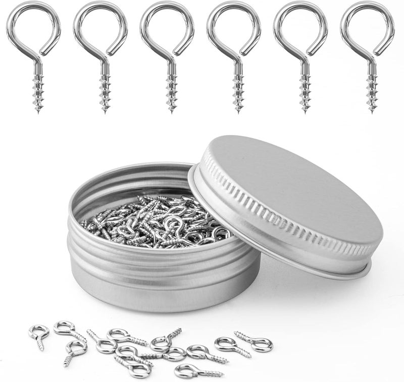 Weico 300pcs Screw Eye Pins Hooks, Small Metal Hoop Eye Pin Screws for DIY Jewelry, Charm Bead Pieces/Arts & Crafts Projects/Cork Top Bottles/Charm Bead Pieces(10X5mm) - Image 1