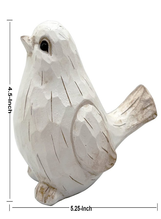 realideas New White Modern Farmhouse Bird Figurine, Bird Statue Sculpture - Carved Rustic Distressed Animal Bird Ornaments - Home Decor Accents Collectible Bird Figurine | Spring - Image 2