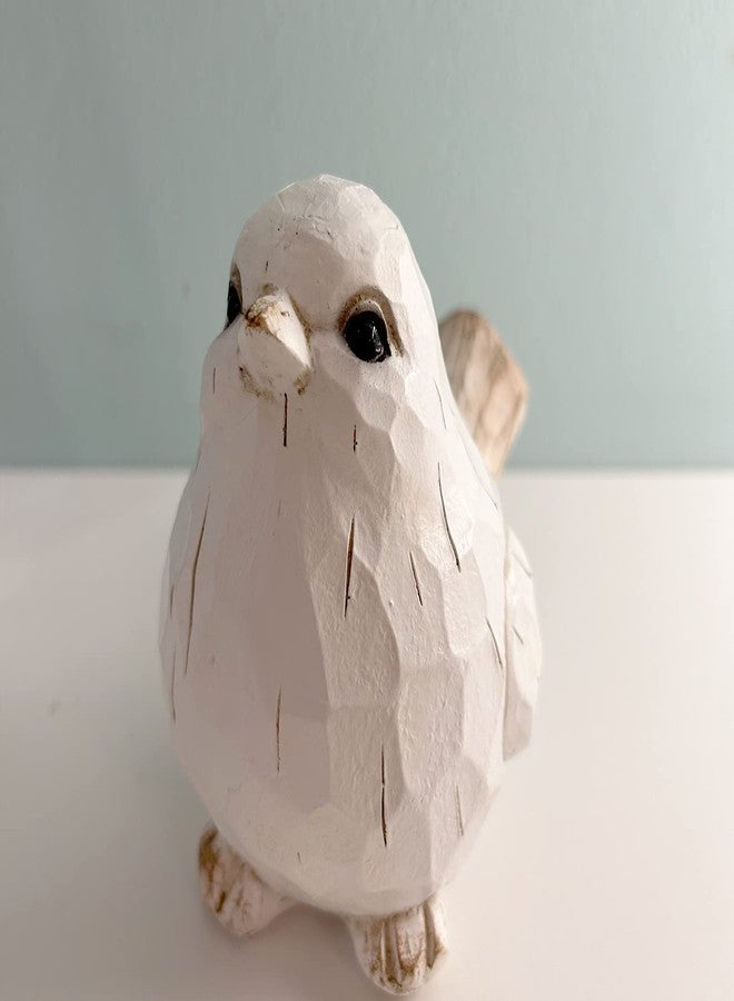 realideas New White Modern Farmhouse Bird Figurine, Bird Statue Sculpture - Carved Rustic Distressed Animal Bird Ornaments - Home Decor Accents Collectible Bird Figurine | Spring - Image 4
