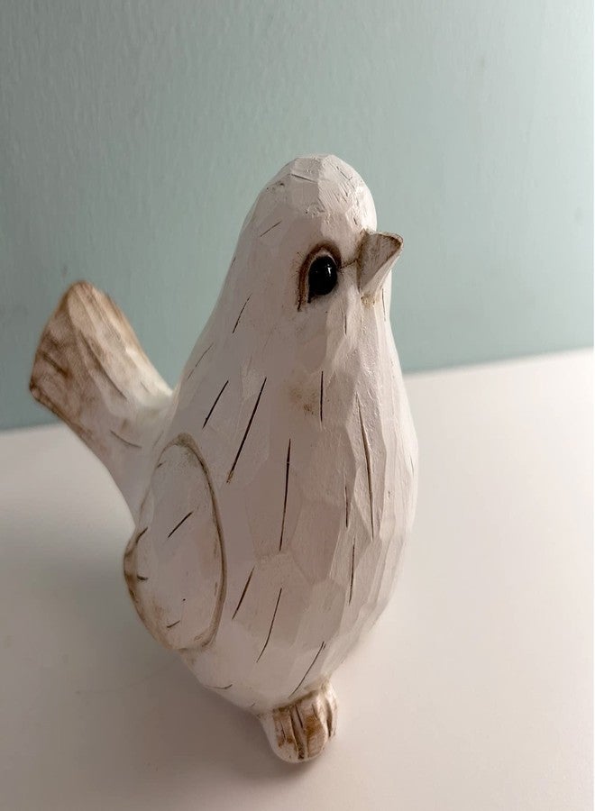 realideas New White Modern Farmhouse Bird Figurine, Bird Statue Sculpture - Carved Rustic Distressed Animal Bird Ornaments - Home Decor Accents Collectible Bird Figurine | Spring - Image 3