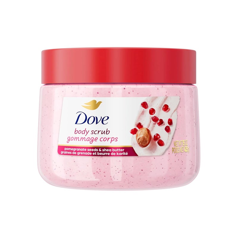 Dove Pomegranate Shea Butter Body Scrub Exfoliates and Deeply Nourishes for Smooth Radiant Skin 15oz