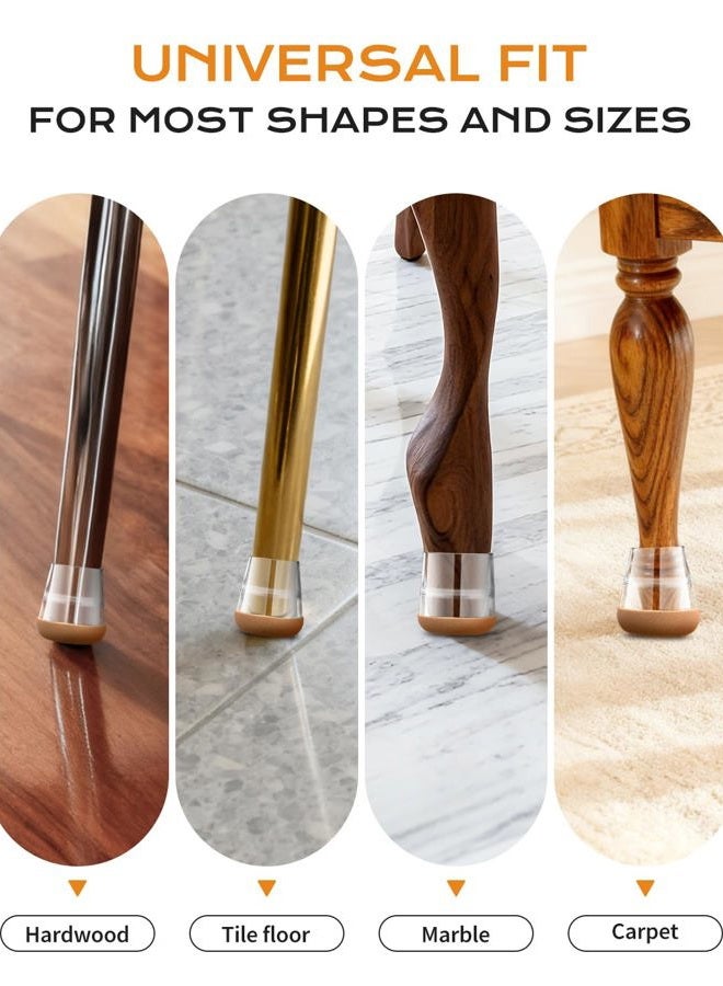 yomanta 24 Pcs Chair Leg Floor Protectors for Hardwood Floors Extra Small (Fit 0.6"-0.8") Silicone Felt Furniture Leg Cover/Chair Leg Caps for Chair Smoothly Slide No Noise & No Scratch-Round, Clear - Image 5