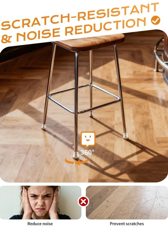 yomanta 24 Pcs Chair Leg Floor Protectors for Hardwood Floors Extra Small (Fit 0.6"-0.8") Silicone Felt Furniture Leg Cover/Chair Leg Caps for Chair Smoothly Slide No Noise & No Scratch-Round, Clear - Image 4