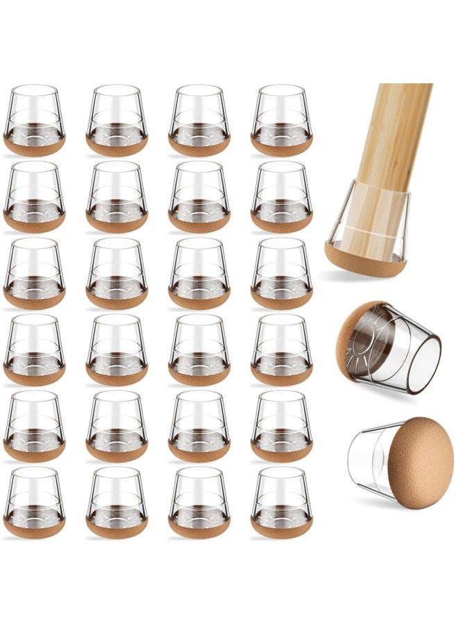 yomanta 24 Pcs Chair Leg Floor Protectors for Hardwood Floors Extra Small (Fit 0.6"-0.8") Silicone Felt Furniture Leg Cover/Chair Leg Caps for Chair Smoothly Slide No Noise & No Scratch-Round, Clear - Image 1