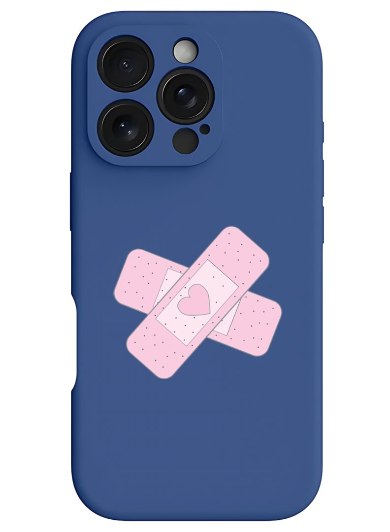 Theodor iPhone 16 Pro Max Blue Protective Slim Fit Case Liquid Silicone Cover with Full Body Protection Anti-Scratch Shockproof Case For iPhone - Bandaid - Image 1