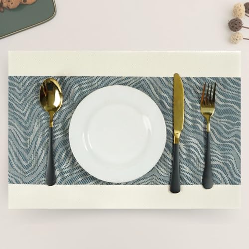 KitchEase Dining Table Placemats & Runner Set – Heat Resistant, Washable & Stain Resistant Woven Vinyl Mats | Table Runner & 6 Placemats Set for Stylish Dining (45x30 cm Placemats, 180x30 cm Runner) - Image 2