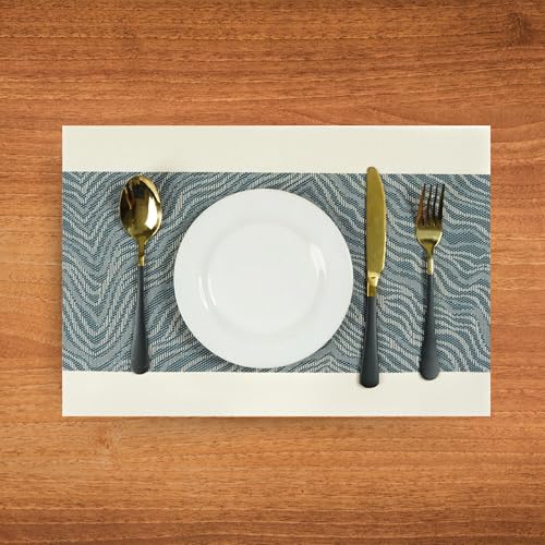 KitchEase Dining Table Placemats & Runner Set – Heat Resistant, Washable & Stain Resistant Woven Vinyl Mats | Table Runner & 6 Placemats Set for Stylish Dining (45x30 cm Placemats, 180x30 cm Runner) - Image 3