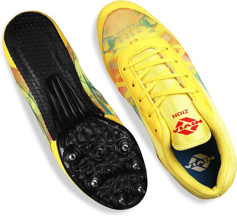 Nivia Men Zion-1 Running Spikes Shoes, Running Shoes, Running Spikes for Athletics, Track and Field Shoes for Men (Yellow) UK-05 - Image 4