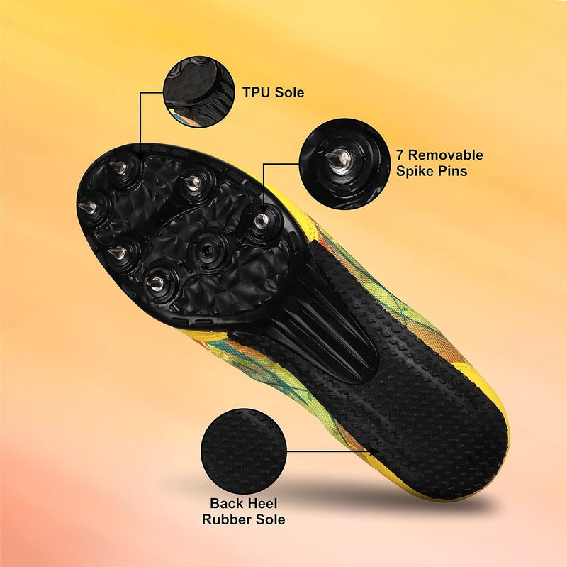 Nivia Men Zion-1 Running Spikes Shoes, Running Shoes, Running Spikes for Athletics, Track and Field Shoes for Men (Yellow) UK-05 - Image 3