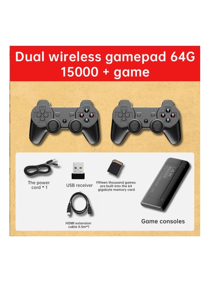 4K HD video game console, dual 2.4G wireless controllers, plug-and-play video game stick, built-in 15,000 games, retro handheld game console - Image 1