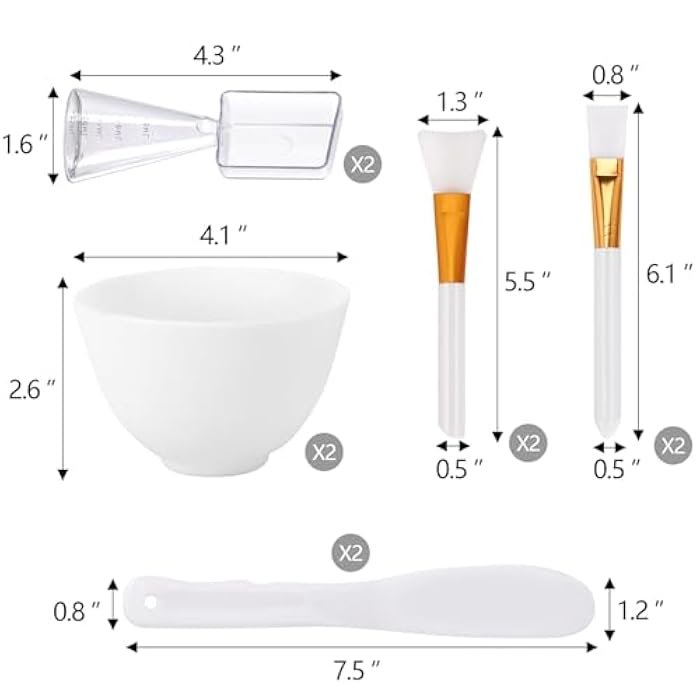 Tecbeauty Face Mask Mixing Bowl Set, 10 Pcs DIY Facemask Mixing Tool Kit with Silicone Facial Mask Bowl Brushes Stick Spatula Measuring Cup (White) - Image 2