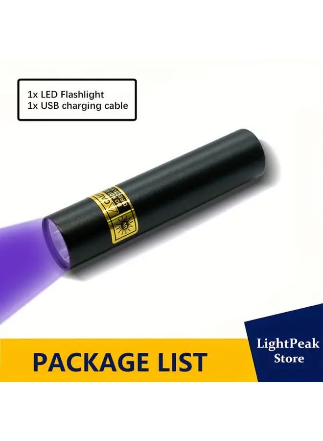 1pc Mini Portable UV 395nm Flashlight USB Rechargeable Black Light For Pet Urine Scorpion Detection - Image 1